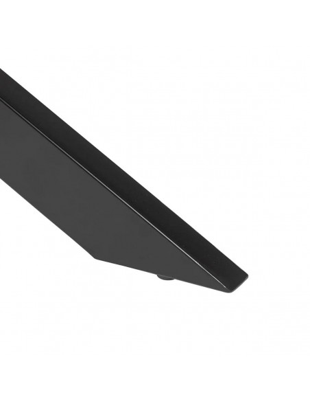 Mesa design Argot de 240 x 100, madeira de manga natural e pés de metal preto.