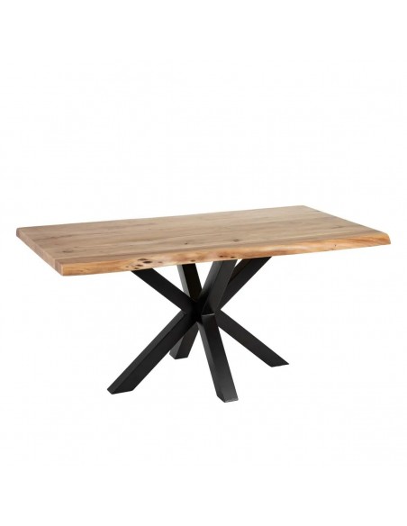 Mesa design Argo de 160 x 90, madeira de acacia natural e pés de metal preto.