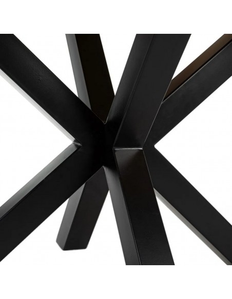 Mesa design Argo de 160 x 90, madeira de acacia natural e pés de metal preto.