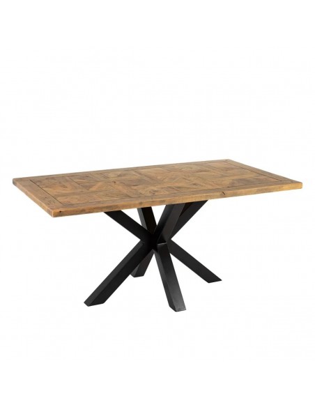 Mesa vintage Argo de 160 x 90, madeira de manga envelhecida e pés de metal preto.