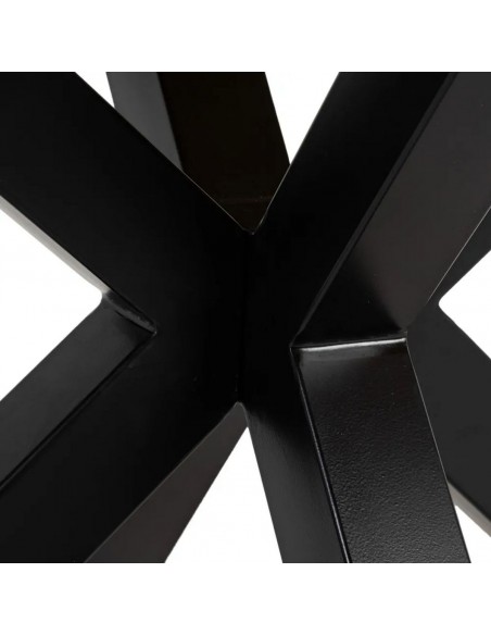 Mesa vintage Argo 160 x 90, madera de mango envejecida y patas de metal negro.