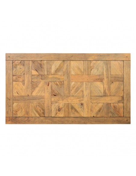 Mesa vintage Argo 160 x 90, madera de mango envejecida y patas de metal negro.