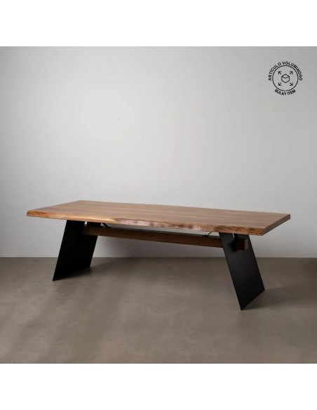 Grande mesa familiar ALAIA 260 x 100 em madeira maciça e aço preto