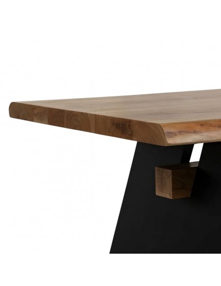 Mesa familiar gran formato ALAIA 260 x 100 de madera maciza y acero negro