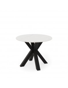 Mesa redonda Argo de porcelânico branco de 100, pés de...