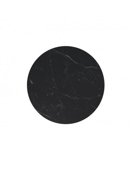 Mesa redonda Argo de porcelânico preto de 100, pés de metal preto.