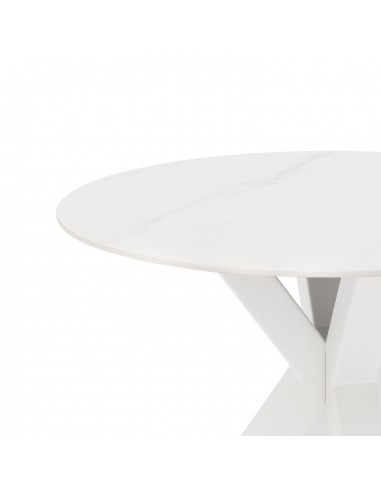 Mesa redonda porcelânico blanco 100, pies metal...