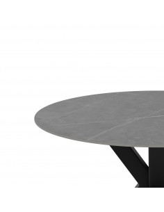 Mesa redonda porcelánico gris Argo 120, pies metal negro. 2