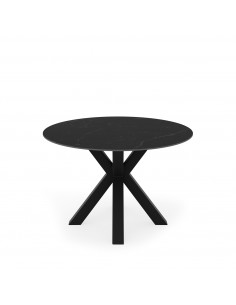 Mesa redonda porcelánico negro Argo 120 cm, pies metal...
