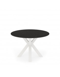 Mesa redonda Argo de porcelânico preto de 120 cm, pés de...