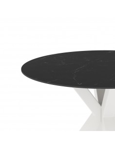 Mesa redonda porcelánico negro Argo 120 cm, pies metal... 2