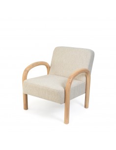 Butaca JAPANDI DOROTHY de madera natural y tejido beige