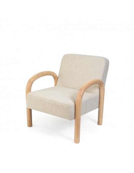 Butaca JAPANDI DOROTHY de madera natural y tejido beige