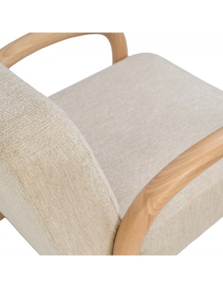 Butaca JAPANDI DOROTHY de madera natural y tejido beige