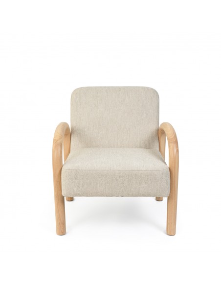 Butaca JAPANDI DOROTHY de madera natural y tejido beige