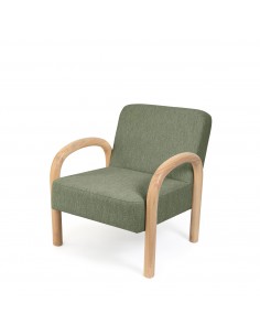 Butaca JAPANDI DOROTHY de madera natural y tejido verde