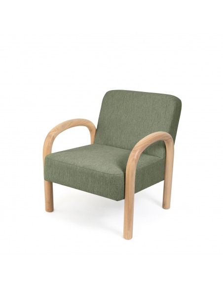 Butaca JAPANDI DOROTHY de madera natural y tejido verde