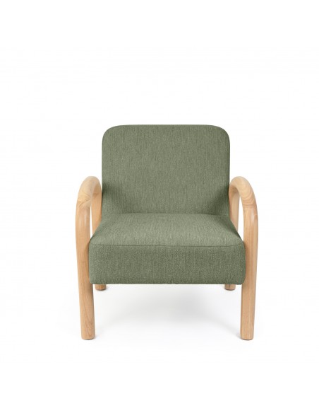 Butaca JAPANDI DOROTHY de madera natural y tejido verde