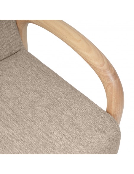 Butaca JAPANDI DOROTHY de madera natural y tejido taupe