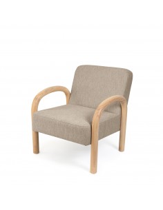 Butaca JAPANDI DOROTHY de madera natural y tejido taupe