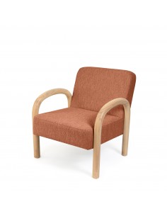 Butaca JAPANDI DOROTHY de madera natural y tejido terracota