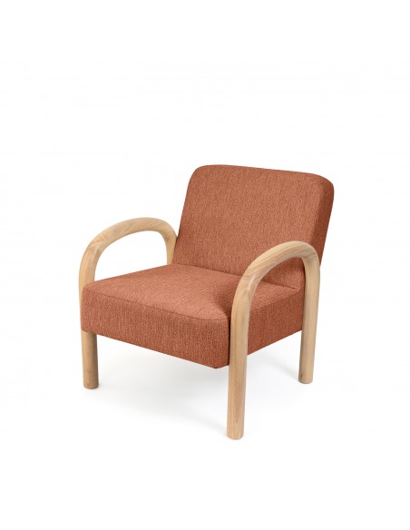 Butaca JAPANDI DOROTHY de madera natural y tejido terracota
