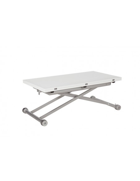 Mesa de centro elevable y extensible Divina, MDF roble y metal negro