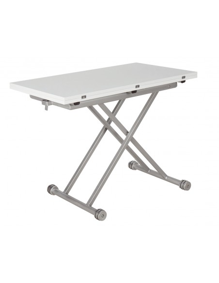 Mesa de centro elevable y extensible Divina, MDF roble y metal negro