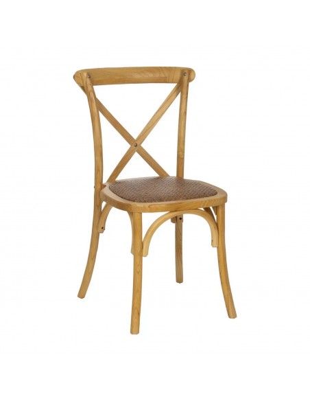 Cadeira rústica Thonet Aspas, assento em madeira natural e ratã