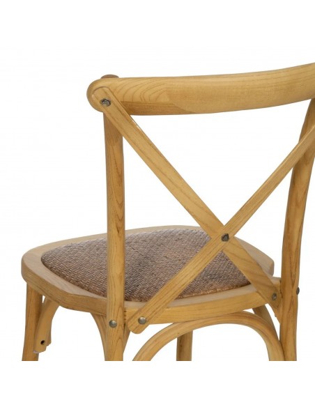 Cadeira rústica Thonet Aspas, assento em madeira natural e ratã