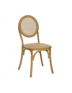 Silla medallón Thonet de Ratán Natural y Madera