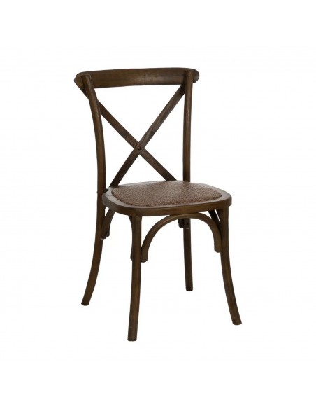 Cadeira rústica Aspas Thonet, assento em madeira marrom e rattan