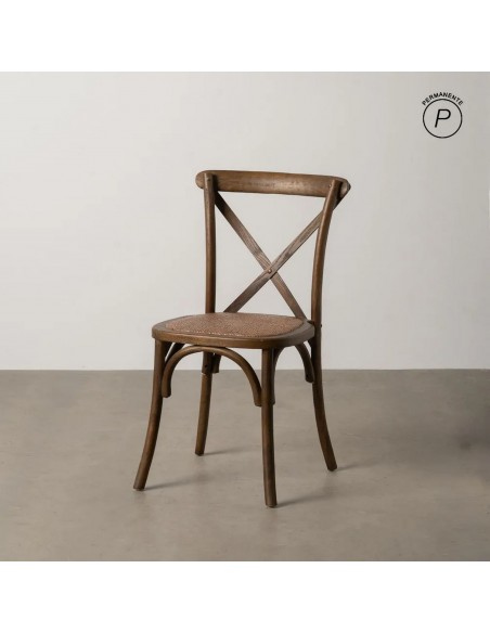Silla rústica Aspas Thonet Madera marrón y asiento Ratán
