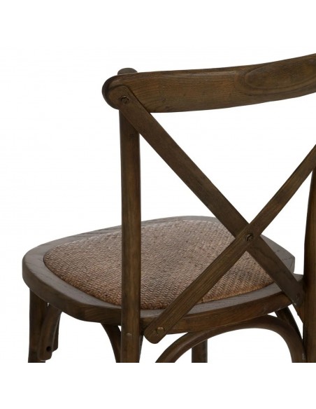 Cadeira rústica Aspas Thonet, assento em madeira marrom e rattan