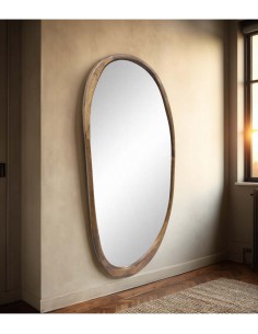 Espejo Vestidor Grande Oval 180 x 85 madera color nogal.