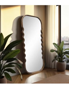 Espelho de vestário em madeira ZIGZAG 160 x 60 cor nogueira