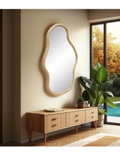 Espejo moderno de pared en madera FORMA 60 x 90 color roble.