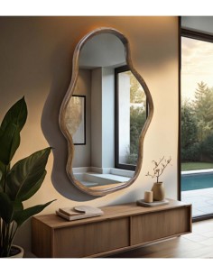 Espejo moderno de pared en madera FORMA 60 x 90 color nogal