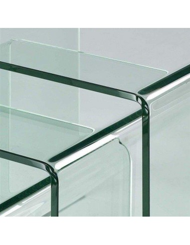 Juego de 3 mesas nido en cristal templado...