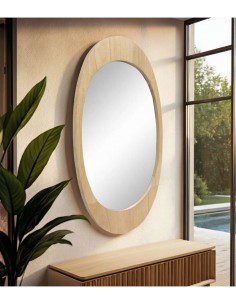 Espelho de parede OVAL em madeira 50 x 86 de cor carvalho