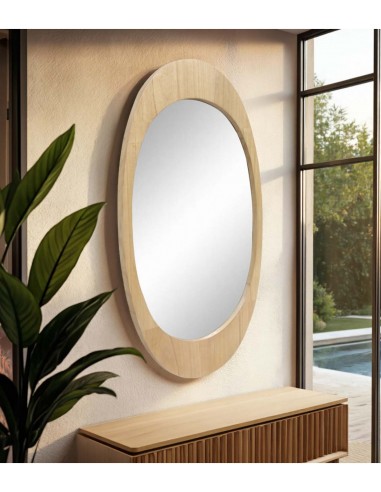 Espejo de pared OVAL en madera 50 x 86 color roble.