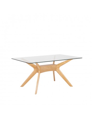 MESA DE VIDRO MODERNO DELLA 160x90, carvalho
