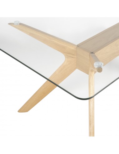 MESA DE CRISTAL MODERNA DELLA 160x90, roble