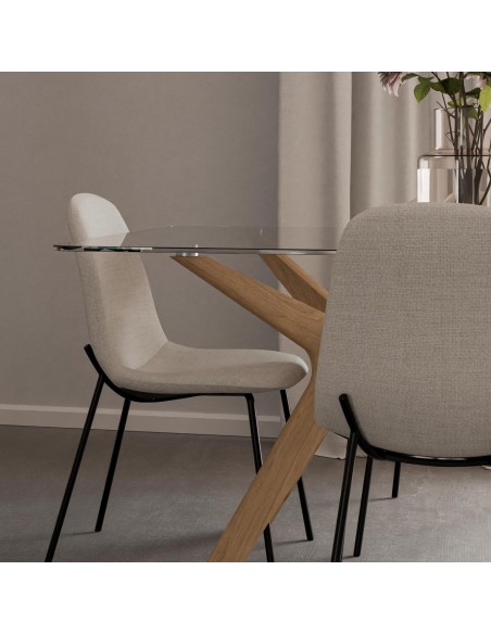 MESA DE CRISTAL MODERNA DELLA 160x90, roble