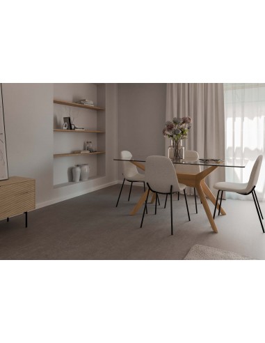 MESA DE CRISTAL MODERNA DELLA 160x90, roble