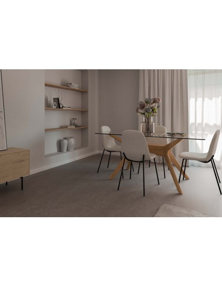 MESA DE VIDRO MODERNO DELLA 160x90, carvalho
