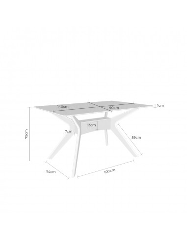 Mesa de vidro e carvalho DELLA 140x90