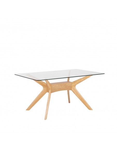 MESA de cristal y roble DELLA 140x90