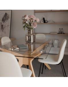 MESA de cristal y roble DELLA 140x90 2