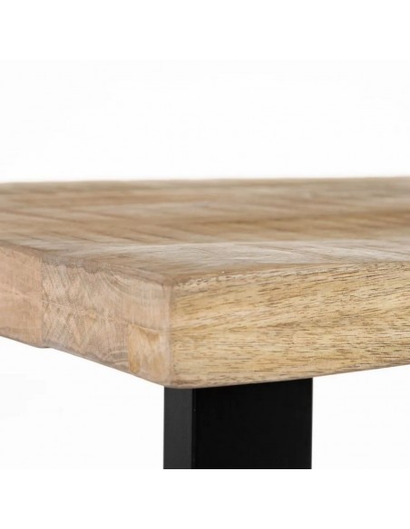 Mesa de jantar industrial OLIVER 160 x 90, madeira de manga e pés metal preto